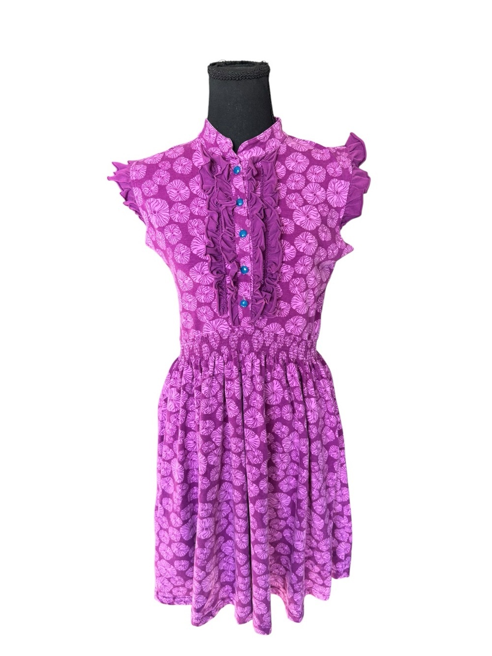 Matilda Jane Purple Ruffle Floral Print Dress M Cottagecore Boho Twirl W94